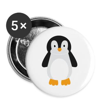 Pinguin - Buttons groß 56 mm (5er Pack) - Weiß - Vorne