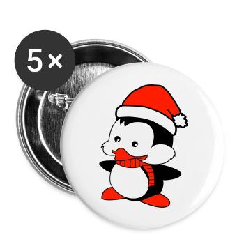 pinguin liebt weihnachten - Buttons groß 56 mm (5er Pack) - Weiß - Vorne