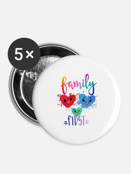 Family First - Buttons groß 56 mm (5er Pack) - Weiß