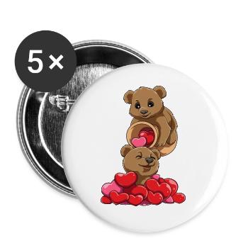 Cute bear hearts overflowing - Buttons large 2.2''/56 mm (5-pack) - white - Front