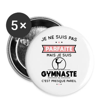 Je ne suis pas parfaite mais je suis gymnaste - Lot de 5 grands badges (56 mm) - blanc - Devant