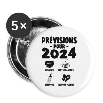 Prévisions Pour 2024 Cadeau De Grossesse 2024 - Lot de 5 grands badges (56 mm) - blanc - Devant