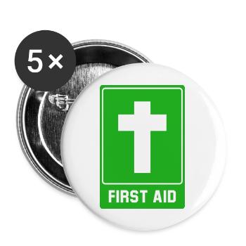 Kreuz First aid - Buttons groß 56 mm (5er Pack) - Weiß - Vorne