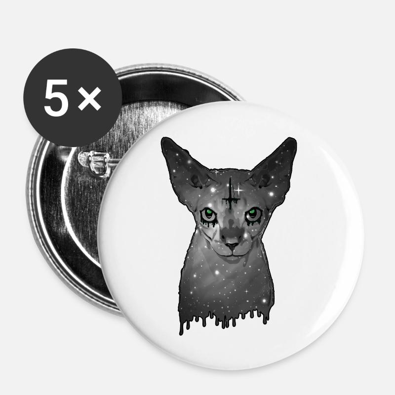 Ägyptische Katze Sphynx Cat - Buttons groß 56 mm (5er Pack) - Weiß