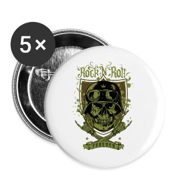 Rock 'n' Roll pour toujours - Lot de 5 grands badges (56 mm) - blanc - Devant