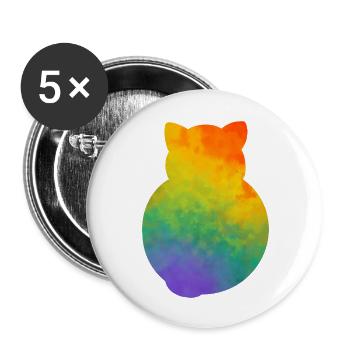 Pride Kitty - Buttons large 2.2''/56 mm (5-pack) - white - Front
