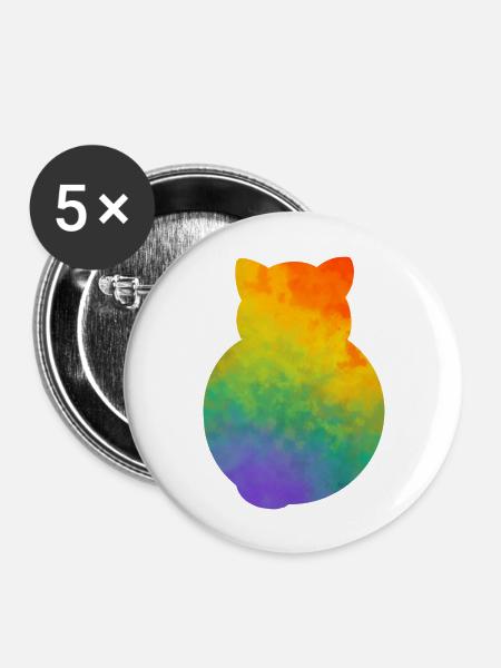 Pride Kitty - Buttons large 2.2''/56 mm (5-pack) - white