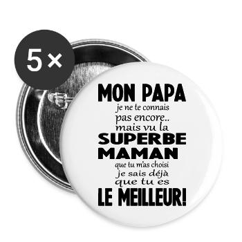 Annonce grossesse Cadeau Futur Papa Future - Lot de 5 grands badges (56 mm) - blanc - Devant