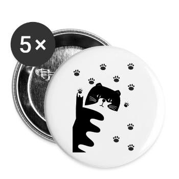 Black and White Cat - Buttons large 2.2''/56 mm (5-pack) - white - Front