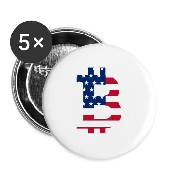 USA Flagge Bitcoin-Bitcoin-Kryptowährung-Flagge - Buttons groß 56 mm (5er Pack) - Weiß - Vorne