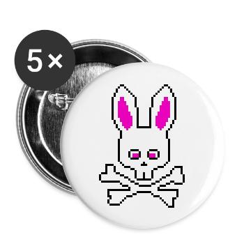 Crâne Lapin Rose - Lot de 5 grands badges (56 mm) - blanc - Devant