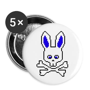 Crâne Lapin Bleu - Lot de 5 grands badges (56 mm) - blanc - Devant