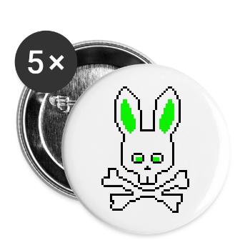 Crâne Lapin Vert - Lot de 5 grands badges (56 mm) - blanc - Devant