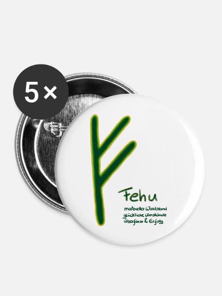 fehu - Buttons groß 56 mm (5er Pack) - Weiß