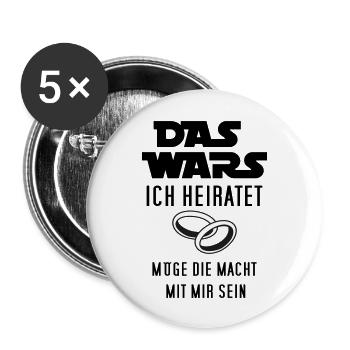das wars - ich heiratet - Buttons groß 56 mm (5er Pack) - Weiß - Vorne