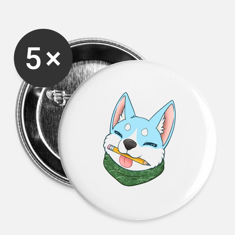 Shiba Inu blue - Buttons large 2.2''/56 mm (5-pack) - white