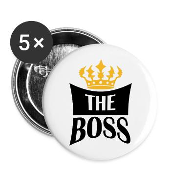 Crown The Boss - Buttons large 2.2''/56 mm (5-pack) - white - Front