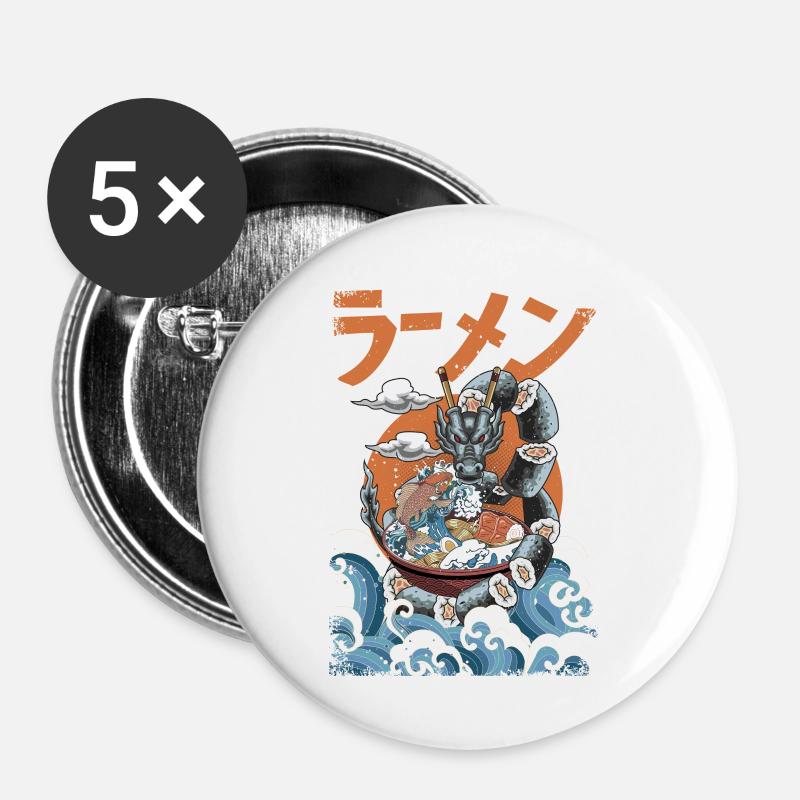 The great Ramen! - Buttons large 2.2''/56 mm (5-pack) - white