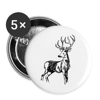Hirsch - Buttons groß 56 mm (5er Pack) - Weiß - Vorne