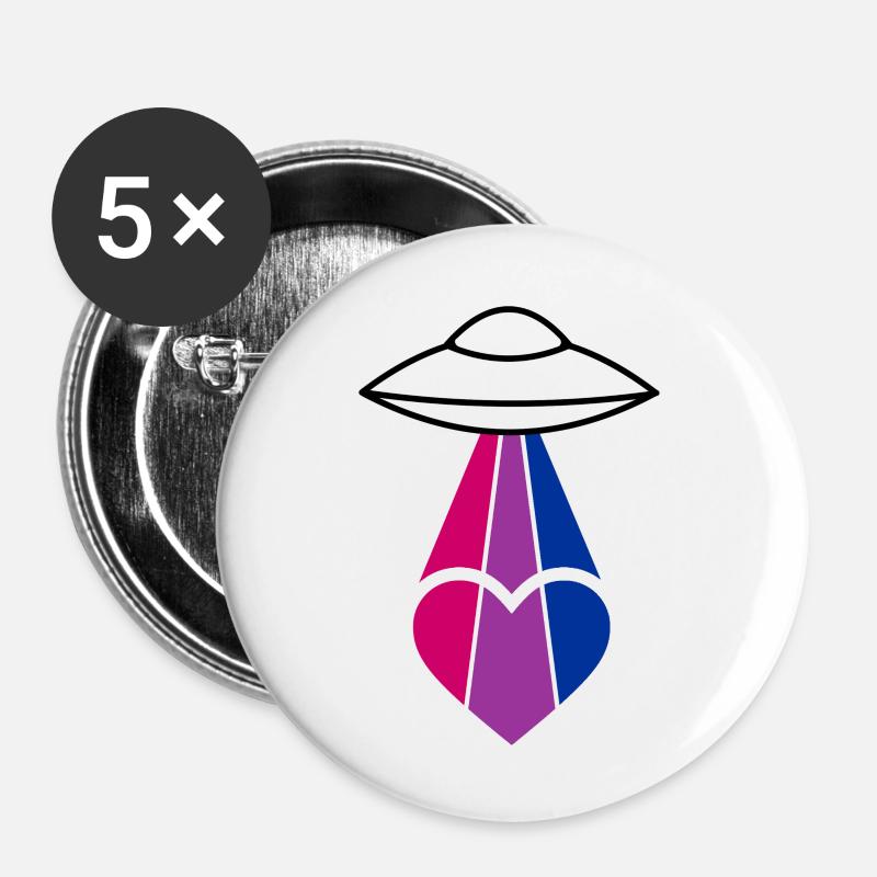 bi pride ufo - Buttons large 2.2''/56 mm (5-pack) - white
