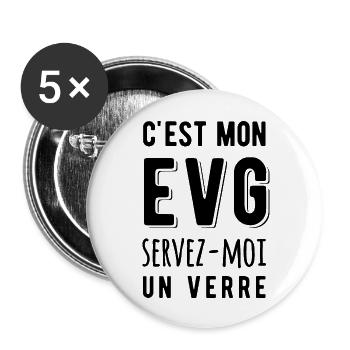 EVG enterrement vie de garçon soirée futur marié - Lot de 5 grands badges (56 mm) - blanc - Devant