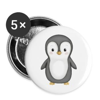 süßer Pinguin - Buttons groß 56 mm (5er Pack) - Weiß - Vorne