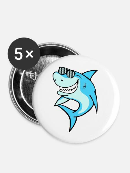 Shark Sunglasses - Buttons groß 56 mm (5er Pack) - Weiß