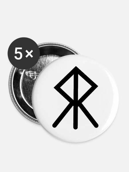 Moed Wikinger-Rune COURAGE - Buttons groß 56 mm (5er Pack) - Weiß