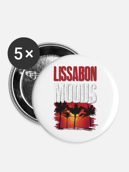 Lissabon Modus - Buttons groß 56 mm (5er Pack) - Weiß