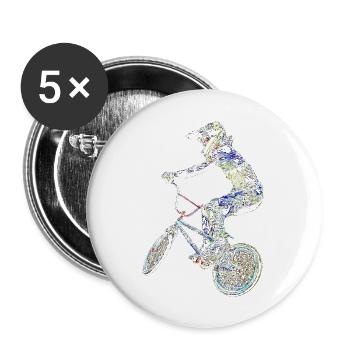 BMX Race Racing Mountainbike Motocross - Buttons groß 56 mm (5er Pack) - Weiß - Vorne