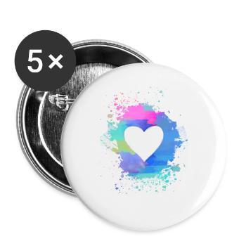 heart, colorful,pastel,painting,watercolor,pink,blue - Buttons large 2.2''/56 mm (5-pack) - white - Front