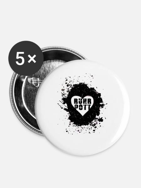 ruhrpott, herz graffiti ,schwarz,love,ruhrgebiet - Buttons groß 56 mm (5er Pack) - Weiß