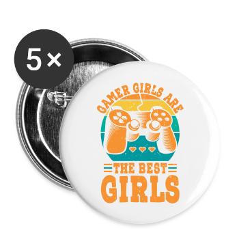 gamer girls are the best girls - Buttons large 2.2''/56 mm (5-pack) - white - Front