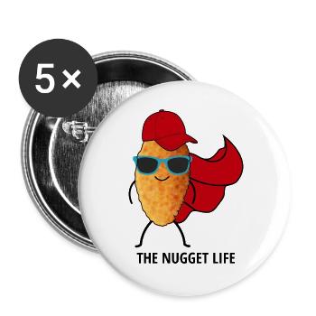 Super-héros Chicken Nugget Fast Food Drôle Dicton - Lot de 5 grands badges (56 mm) - blanc - Devant
