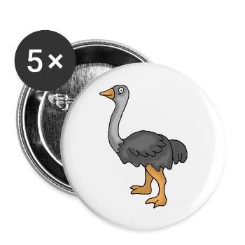 Strauß / Emu - Buttons groß 56 mm (5er Pack) - Weiß - Vorne