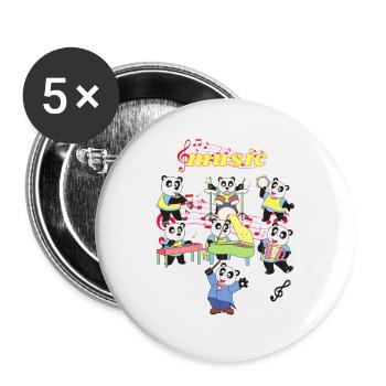 Musik Pandas - Buttons groß 56 mm (5er Pack) - Weiß - Vorne
