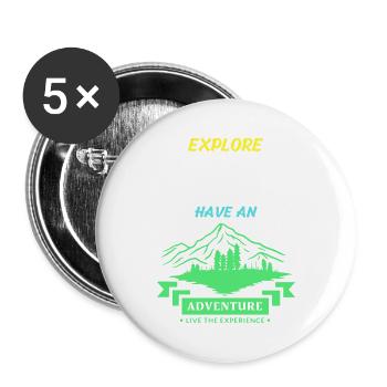 Explore nature have an adventure T-Shirt - Buttons large 2.2''/56 mm (5-pack) - white - Front