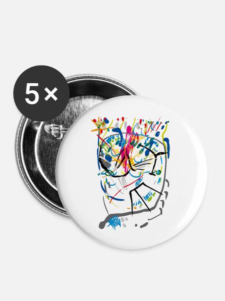Kunst - Buttons groß 56 mm (5er Pack) - Weiß
