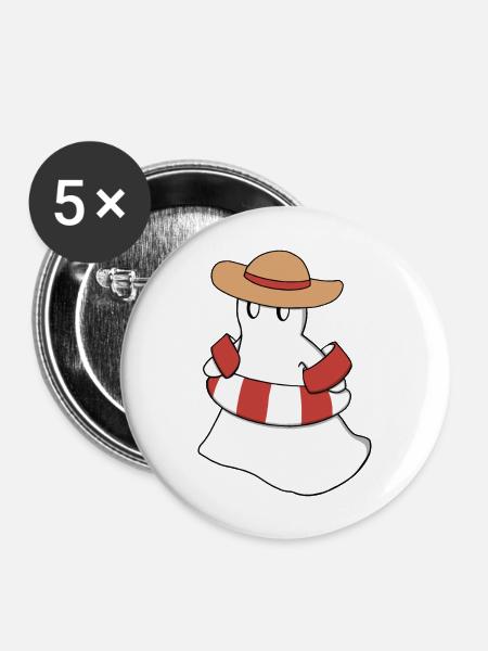 Fridolin im Sommerurlaub - Buttons groß 56 mm (5er Pack) - Weiß