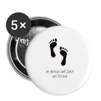 Im Herzen auf Juist - Buttons groß 56 mm (5er Pack) - Weiß - Vorne