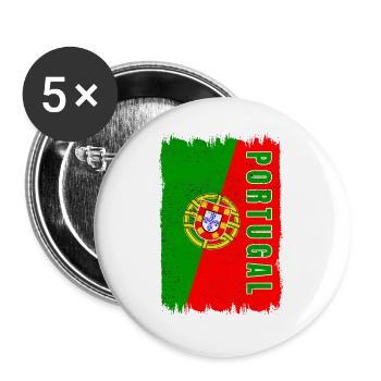 Drapeau national du Portugal - Lot de 5 grands badges (56 mm) - blanc - Devant