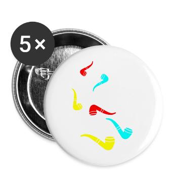 Smoking a pipe - Buttons large 2.2''/56 mm (5-pack) - white - Front
