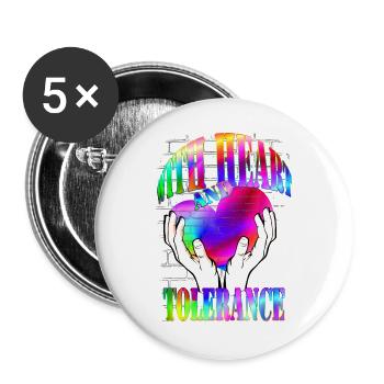 with heart and tolerance rainbow - Buttons large 2.2''/56 mm (5-pack) - white - Front