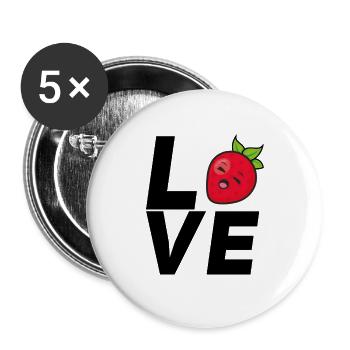 J’adore fraise font train fraises fruits - Lot de 5 grands badges (56 mm) - blanc - Devant