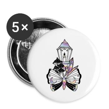Wicca Fantasy Laterne Pastell Regenbogen Kristall - Buttons groß 56 mm (5er Pack) - Weiß - Vorne
