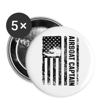 Pavillon américain USA Airboat Airboating Capitaine - Lot de 5 grands badges (56 mm) - blanc - Devant