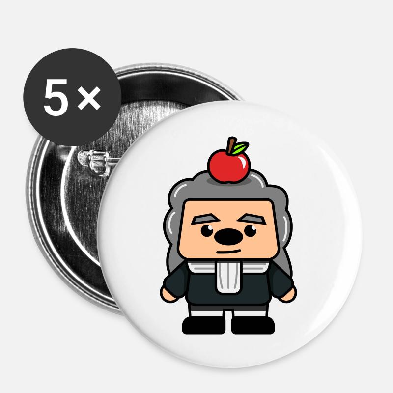 Isaac Newton with apple on his head - Buttons large 2.2''/56 mm (5-pack) - white