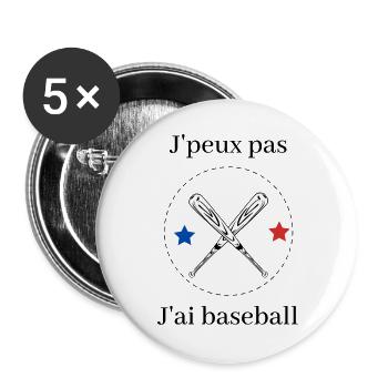 Je peux pas jai baseball - Lot de 5 grands badges (56 mm) - blanc - Devant