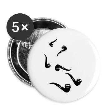 Smoking a pipe - Buttons large 2.2''/56 mm (5-pack) - white - Front