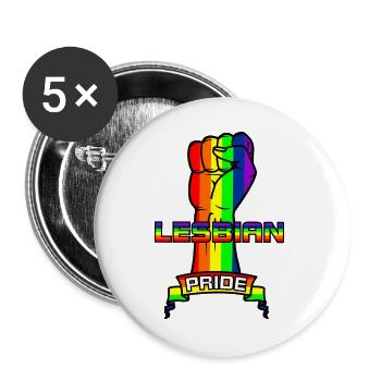 Regenbogenlesben stolz - Buttons groß 56 mm (5er Pack) - Weiß - Vorne
